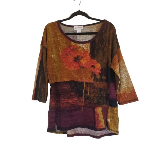 Peck&Peck sweater size Large Petite Floral print - Picture 1 of 8